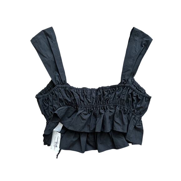 NWT $245 Ciao Lucia Cinetta Crop Tank Top Black Poplin Ruffle Ron Herman M - Picture 8 of 8